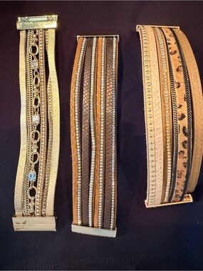 Gold and Brown Multi-Row Fashion Watch Bracelet Strap